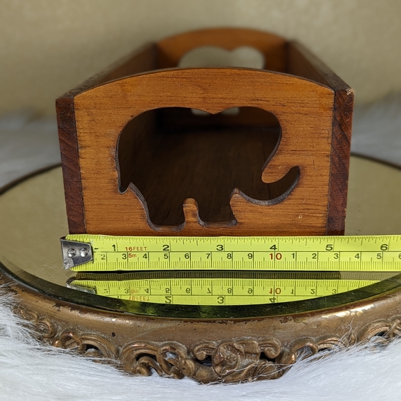Wood Hand Made Vintage Shadow Box Shelf Primitive Cut Out Elephant - Picture 7 of 11